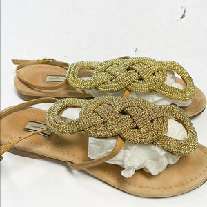 Malene Birger Gold Beaded sandals